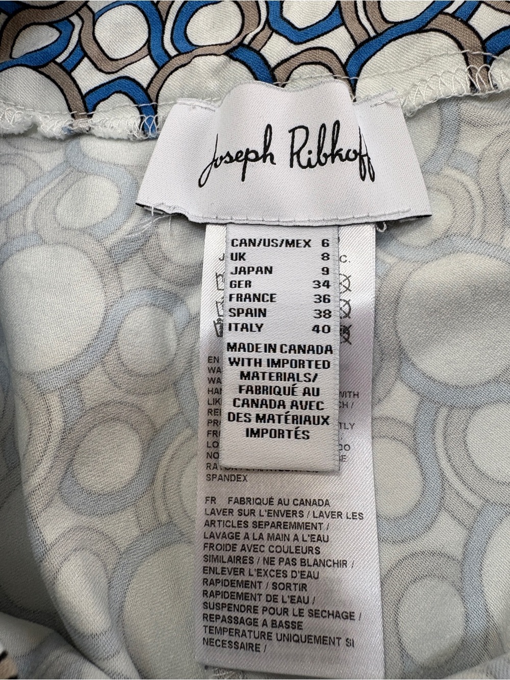 Joseph Ribkoff Blue and White Geometric Cropped Pants - Picture 4 of 10